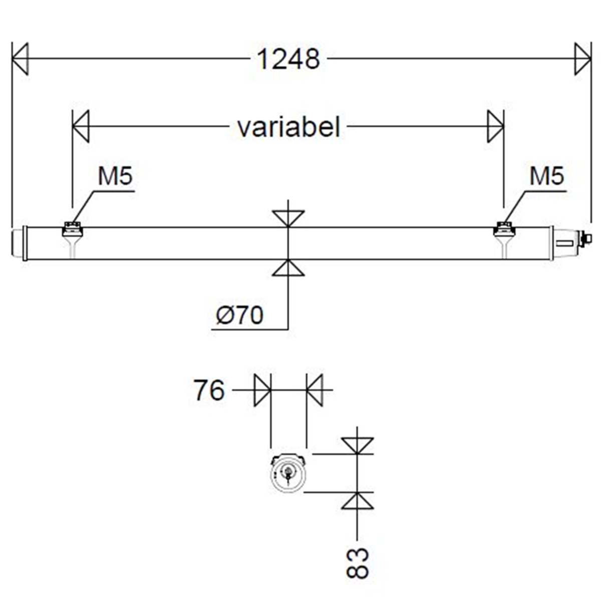 LED-Rohrleuchte 107 12L42 XR LW