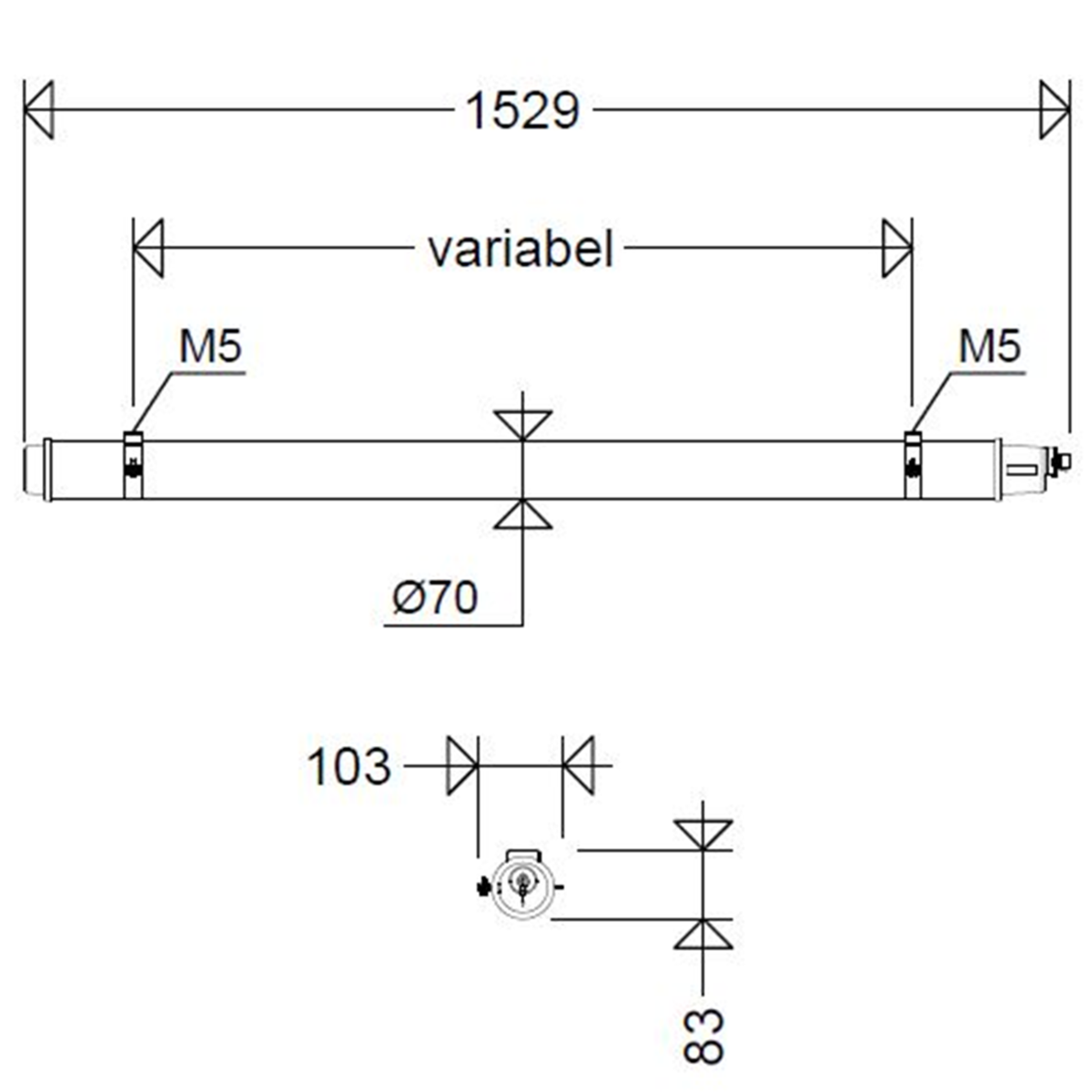 LED-Rohrleuchte 107 15L34 XR DIMD