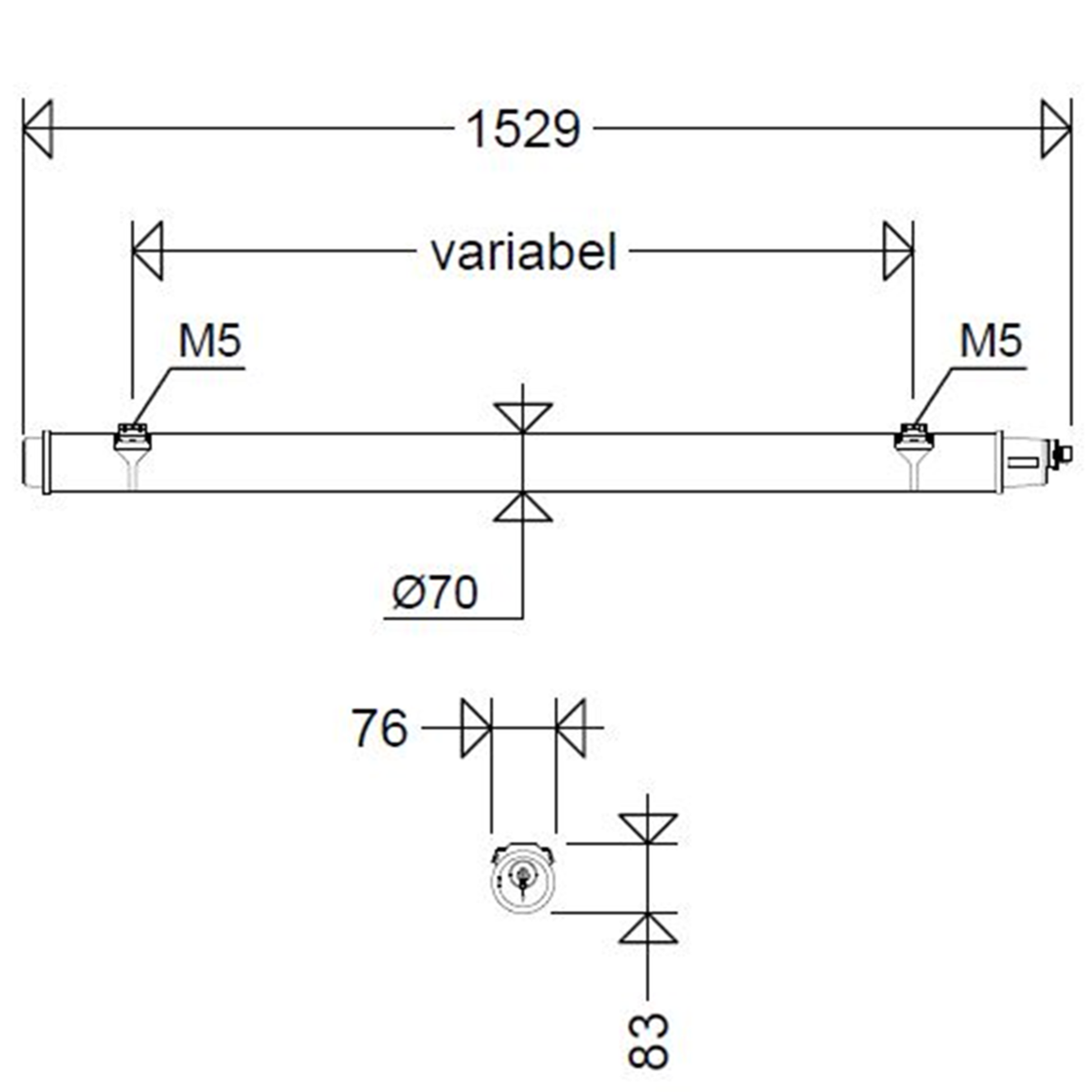 LED-Rohrleuchte 107 15L60 XR LW