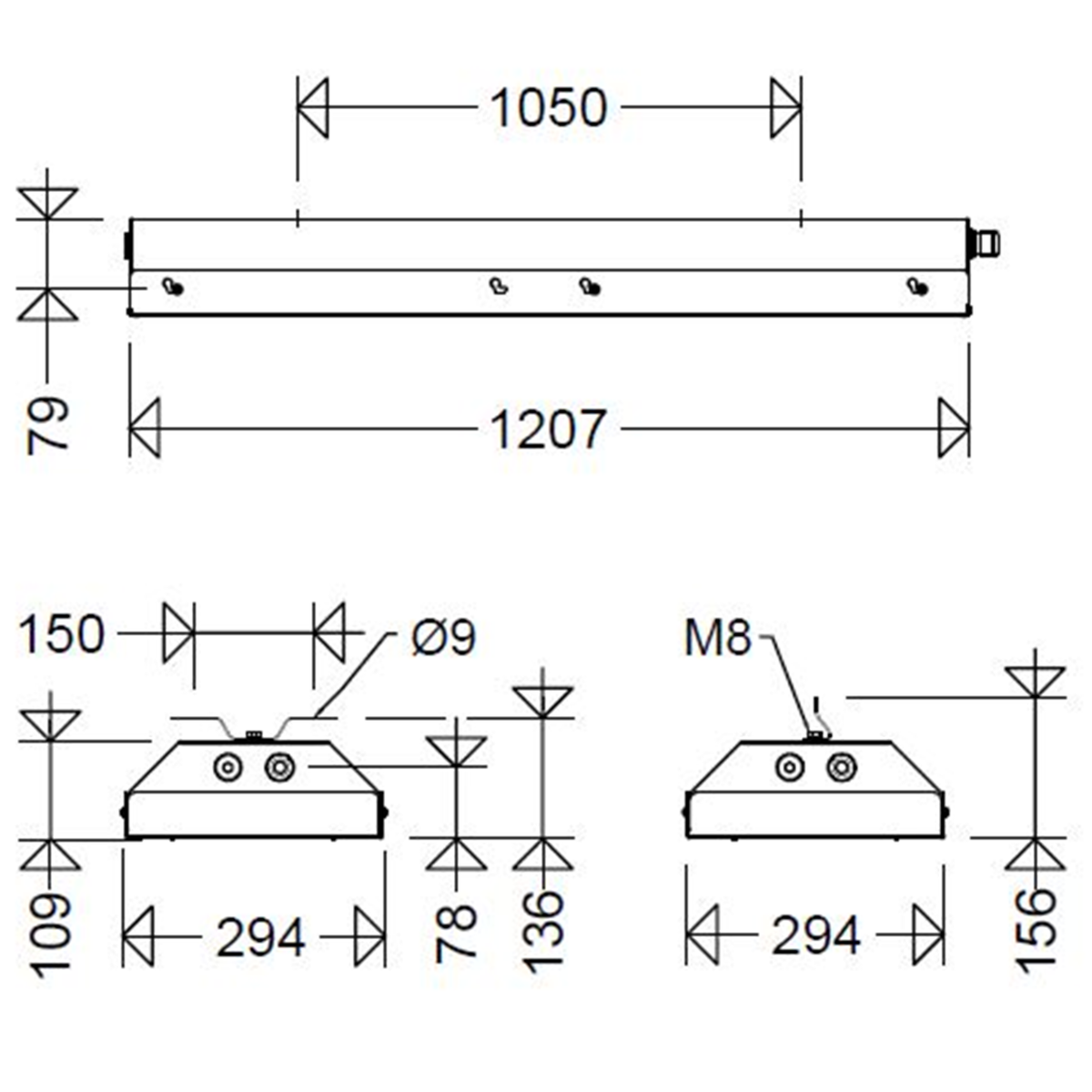 LED-Stahlblechleuchte 185 12L120 SSK