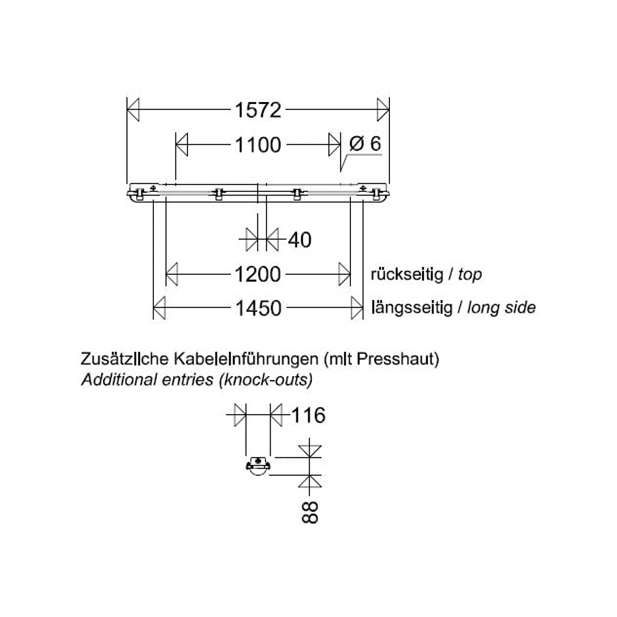 LED-Wannenleuchte 163 15L34G2 SENS