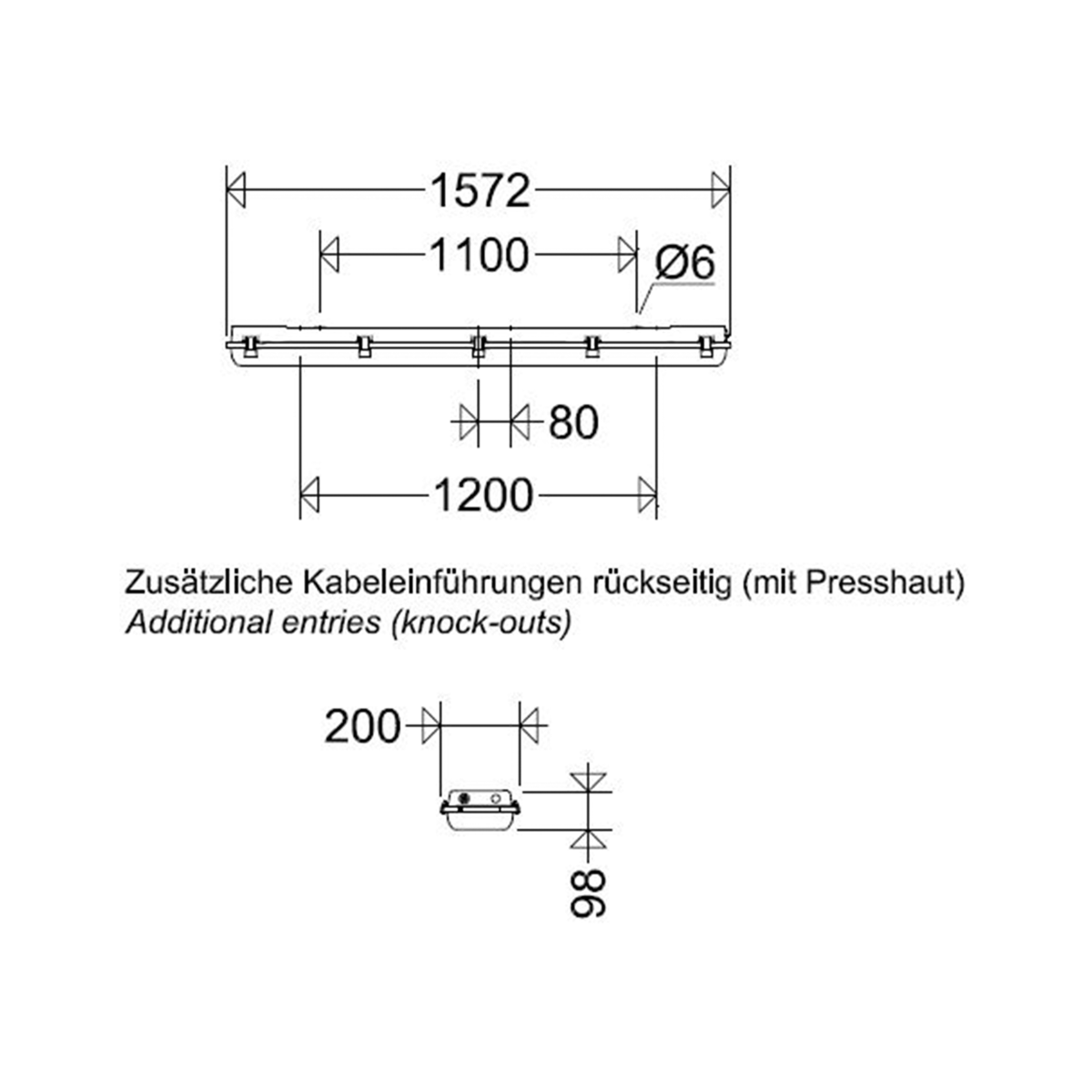 LED-Wannenleuchte 164 2/15 RLED OV