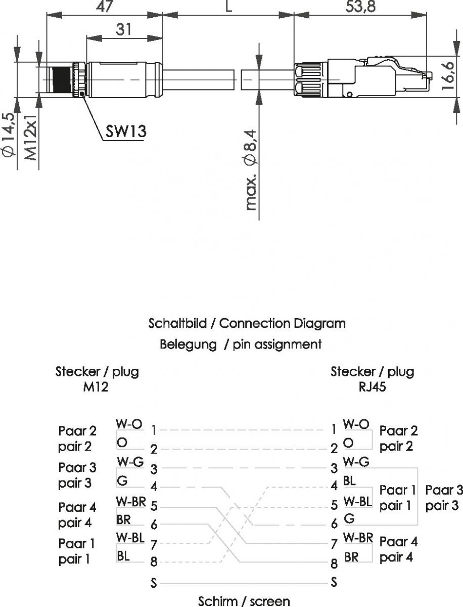 STX M12x1-RJ45 VL 100017241