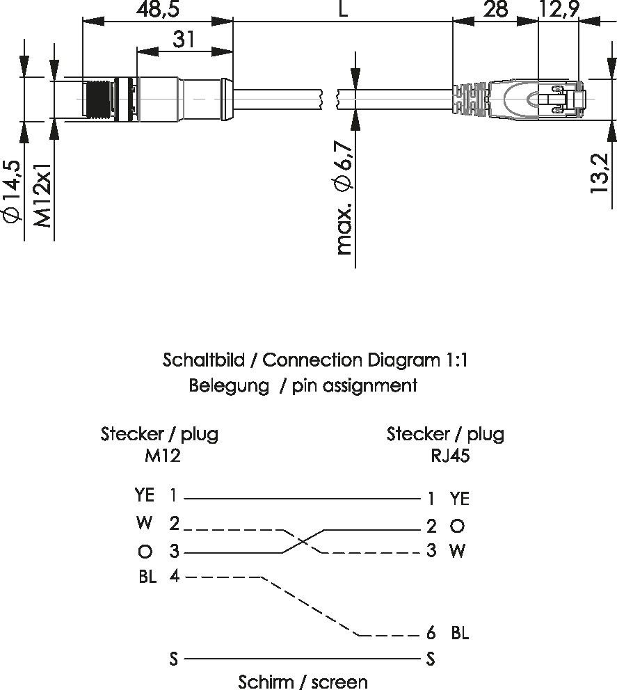 STX M12x1-RJ45 VL 100017278