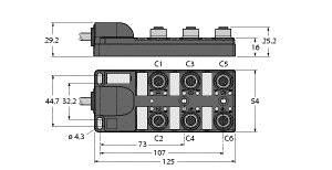 Aktuator-/Sensor-Verteiler TB-6M12-4P2-10/TXL