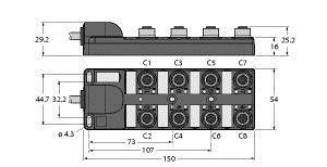 Aktuator-/Sensor-Verteiler TB-8M12-4-2/TXL