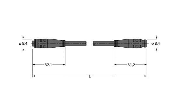 Aktuator- u. Sensorleitung PKG3S-0.6-PSG3S/TEL