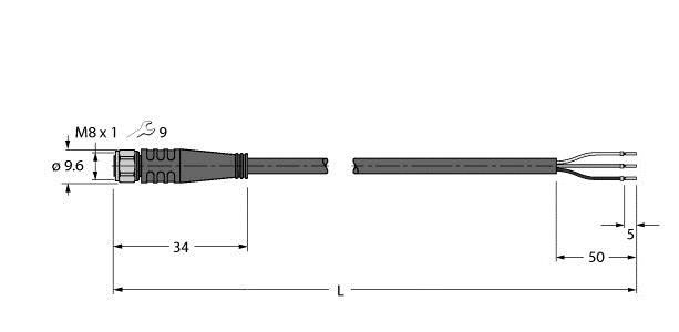 Aktuator- u. Sensorleitung PKGV3M-15/TFW