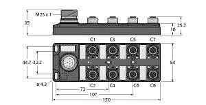 Verteiler passiv TB-8M12-5P3-CS19T