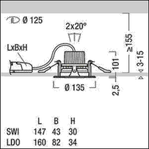 LED-Deckeneinbauleuchte MICROS2 #60300037