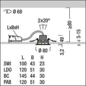 LED-Deckeneinbauleuchte MICROS2R68 #62911566